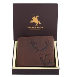 london alley Elk Vintage Brown Leather Wallet For Men, 6 Card Slot | RFID Blocking image 1