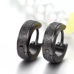 the men thing GLITTER LOOP - Pure Titanium Steel Hoop Ear Earrings for Men & Boys image 1