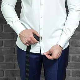 purabelle Shirt Tucker belt strap Maximum Strech (Size 28 to 46) for Men/Women (Unisex)- Black image 2