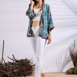 ke kanhaexports KE KANHA EXPORTS Shrugs for Women Stylish | Cover up on Jeans Tops for Women | Western Beach Outfits | Summer Clothes | Kimono Length Option Short | Medium | Long image 3