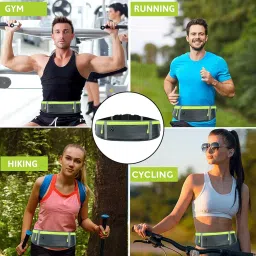 pnlfab Running Waist Belt with Phone Holder, 3 Pockets, Adjustable Strap, Sweat Rainproof, for Sports Workout Multicolor image 3