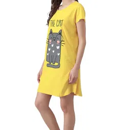 fflirtygo Women’s Cotton Nighty | Printed Knee Length Nighty |Short Sleeve Nighty |Short Nightdress| Long T-Shirt | Sleepwear & Casual Wear Nighty (Pack of 2) image 1