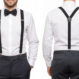 trilece Suspenders and Bowtie Set for Men Women Adults - Adjustable Elastic Y Back Style Suspender Bow Tie (Black Set) image 4