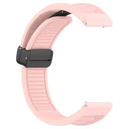 ACM Watch Strap Silicone Belt Magnetic Clasp 20mm compatible with Garmin Vivoactive 5 Smartwatch Hook Sports Band Creame Pink image 2