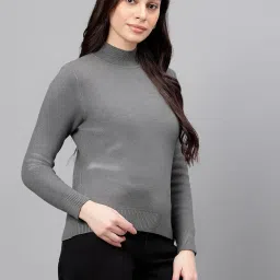 xpose Black Solid Pullover,has a Turtle Neck, Long Sleeves, Ribbed Hem image 4