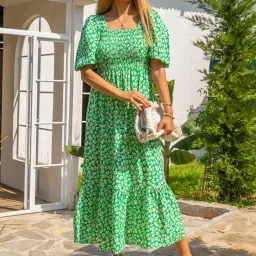 sheetal associates Women's Casual Flower Print Puff Sleeves Maxi Dress - Pack of 1 image 1