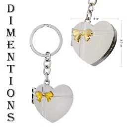 stealodeal Silver Metal Heart Shape Photo Frame Keychain image 2