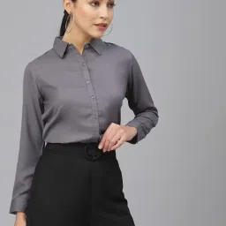style quotient Women Solid White Polymoss Regular Formal Shirt image 3