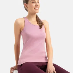 jockey 1467 Women's Super Combed Cotton Rib Fabric Slim Fit Solid Racerback Styled Tank Top image 4