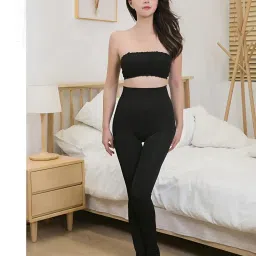 fort collins Women's Polyester Blend Modern Solid Thermal Leggings – Ultra-Warm, Stretchable Winter Wear with Soft Fleece Lining image 1