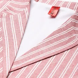 cottinfab Women Pink & White Cotton Striped Front Open Blazer image 4