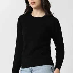 van heusen Women's Round Neck Pullover Regular Fit Sweater| Full Sleeve Ribbed Hem Casual winterwear image 1