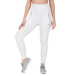 styleso Solid Yoga Pants for Women High Waisted Stretchable Workout Jeggings with Pockets. (XL, White) image 4