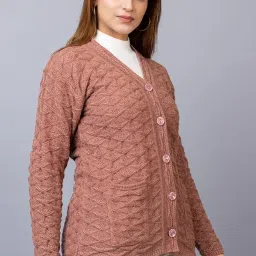 prashar Women Woolen V-Neck Cardigan Sweater for Winter | Full Sleeve Button-Down Stylish Casual Wear with Front Pockets | Cozy & Warm Winter Knitwear for Ladies & Girls image 4