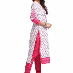 miraan Cotton Printed Readymade Salwar Suit For Women(RV3516, Pink) image 2