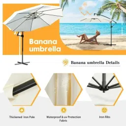 THESHELTERS - Sidepole Round Outdoor Garden Umbrella with stand (Heavy Base) - Sun Shade, Large Size Outdoor Patio Umbrella for Restaurants, Poolsides | Big size outdoor Balcony image 4