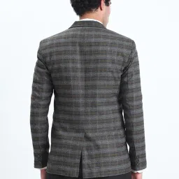 showoffff Men's Grey Checked Single-Breasted Slim Fit Blazer-LBR-5202_Grey image 4