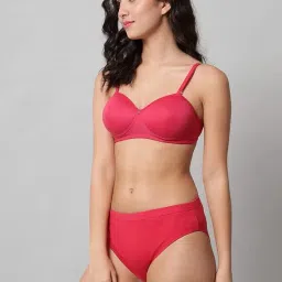 emavic Women's Cotton Full Coverage Lightly Padded Wire Free Bra Panty Lingerie Set Honeymoon Bikni Set for Girl's Combo Pack of 3 image 2