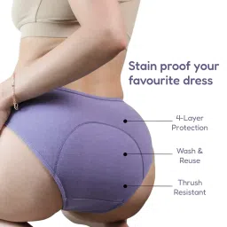 lavos Women's Period Panty Hipster Leak Proof Underwear for Low Flow, Reusable Odor & Stain Free Bamboo Cotton Anti-Bacterial Menstrual Periods Panties for Women & Girls image 2