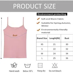 alexvyan Pink Girls Women Female M-Size Slips Slim Fit Cotton Thermal Fleece-Lined Underwear Tops Camisole Top Warm Base Layer Stretchy Body Shaper Vest for Winter Women's Tank Top image 5