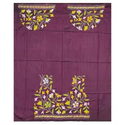 soul of bengal Women's Hand Embroidered Kantha Work Silk Blouse Material - 1 Meter; 725005 image 3