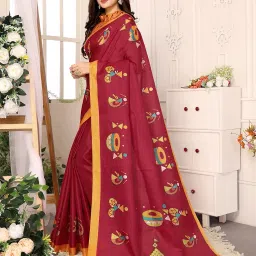 yashika Women's Woven Elegant Printed Art Silk Saree with Matching Blouse Material-Perfect for Festive Special Occasions, Exquisite Design and Vibrant Colors image 2