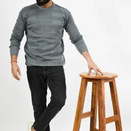 manra Men Round Neck Solid Plain Full Sleeve Woolen Winter Pullover Sweater (Men OSWAL LINE Sweater) image 3