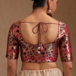 soch Women's Tussar Floral Short Sleeves Regular Fit Blouse image 3