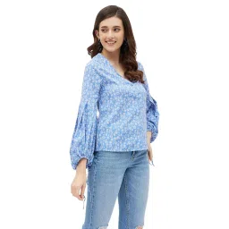 kibo Women's Solid Lilac Organza Tie-Knot Shirt (LVT1176-A) image 3
