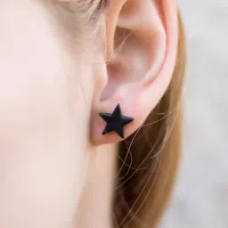 myginie.in Magnetic Non Piercing 316L Stainless Steel Star Studs Earrings for Men and Women Pair image 2