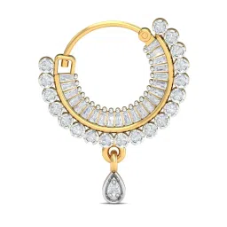 kuberbox 18K/14K Yellow Gold Diamond Traditional Nath For Women (piercing required, left side piercing, inner diameter- 8mm) image 4