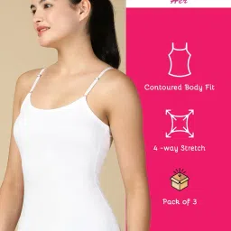 lux cozi Premium Cotton Regular Fit Camisole for Women - Pack of 4 image 2