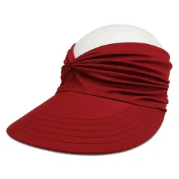 myaddiction Elastic Hollow Top Hats Women Summer Sun Visor Hat for Travel Outdoor Beach Red image 1