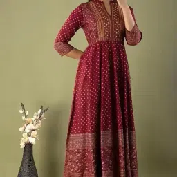 anni designer Women's Rayon Printed Regular Kurta image 2