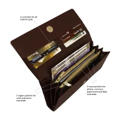 alsu Women's Brown Faux Leather Hand Wallet Clutch Trendy | 6 Card Slots | Phone Pocket (irf-017br) image 4