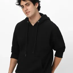 urbano fashion Men's Cotton Solid Oversized Hooded Neck Sweatshirt image 2