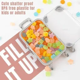 dkwin Mini Suitcase Multi-Purpose Storage Box Pink Mini Trolley Suitcase Candy Box Eyelash Storage Box Holder Organizer for Women Girls for Travel image 3