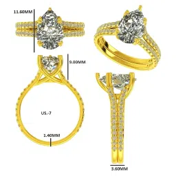 goldhartz 925 Sterling Silver 3.818 ctw Pear Cut Moissanite Engagement Ring | 18k Gold Plated Split Shank Pave Set | Luxury 3ct Fine Jewelry for Women image 4