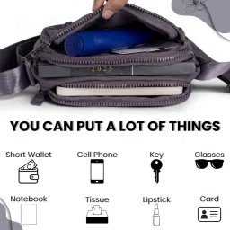 ts with techsun Compact Crossbody Shoulder Bag for Women, Multi-Pocket Nylon Travel Handbag Messenger Purse, Adjustable Strap, Zipper Closure, Lightweight, Waterproof, Everyday Use (Elephant Grey) image 3