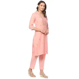 biba Women Cotton Blend Straight Kurta Suit Set image 2