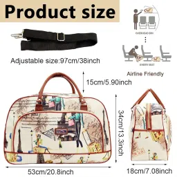 palay Duffle Bags Travel Bags for Women PU Waterproof Large Travel Duffel Bag Carry on Shoulder Bag with Shoulder Strap Carry On Bag for Trip image 1