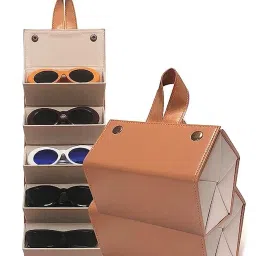 niralasa Sunglasses Organizer 5 Slots Compact Travel Glasses Case Multiple Pairs Eyeglasses Storage Box Hanging Eyewear Holder, Black image 2