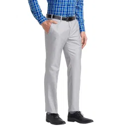 park avenue Men's Polyester Blend Solid Pattern Smart Fit Flat Front Formal Trouser image 1