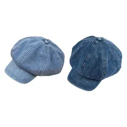 myaddiction 2Pcs Denim Newsboy Hat Soft 8 Panels Baker Flat Caps image 2