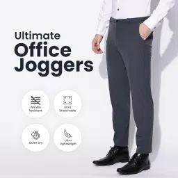 blue tyga Ultimate Office Joggers for Men | Wrinkle Free & Lightweight Joggers for Men | Ultra-Stretchable Pants for Office & Parties image 1
