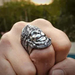beautivia Men's Stainless Steel Chain with Hanuman Pendant (Hanuman Face ring) image 2