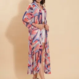 masalli fashion Women's Polyester Printed Open-Front Long Shrug image 4