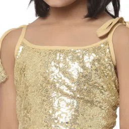 studio rasa Girls Net Sequins Embroidered Tie-up Kids top for Wedding Festive Party image 2