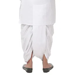 royal kurta Men's Cotton Solid Ready To Wear Dhoti (White, Free Size) image 2