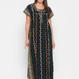 av2 Women's Cotton Floral Maxi Maternity/Feeding Nighty image 2